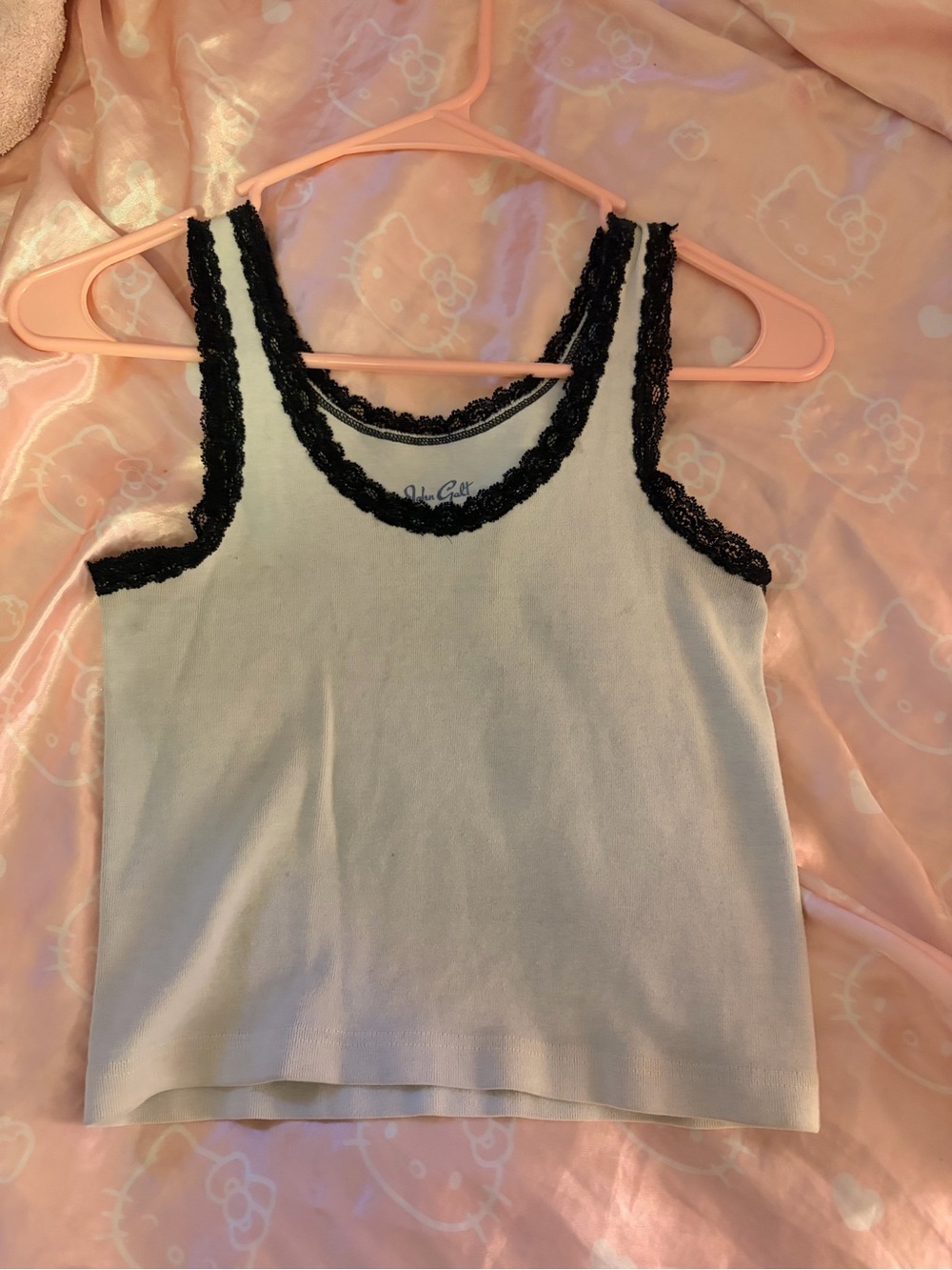 John Gaft white and black lace tank top